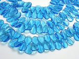 Glass Beads-Blue, 13x19mm Leaf beads, 10 Inch-BeadBeyond