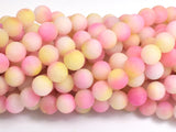 Matte Jade - Pink & Yellow, 8mm Round-BeadBeyond