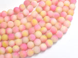 Matte Jade - Pink & Yellow, 8mm Round-BeadBeyond