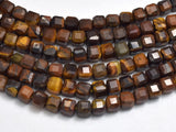 Tiger Eye, 3x3mm Faceted Cube Beads-BeadBeyond