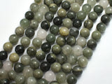 Green Line Quartz Beads, 8mm, Round