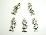 Boy Charms, Zinc Alloy, Antique Silver Tone, 8x19 mm, 20 pcs-BeadBeyond