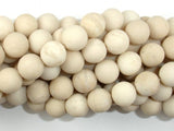 Matte White Fossil Jasper Beads, 10mm Round Beads-BeadBeyond