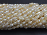 Fresh Water Pearl Beads, Rice, White, Approx. 3x(5-7)mm, 13.5 Inch-BeadBeyond