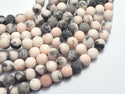 Matte Pink Zebra Jasper, 8mm (7.8mm) Round Beads-BeadBeyond