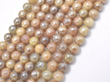 Mystic Coated Sunstone, 8mm Faceted Round Beads, AB Coated-BeadBeyond