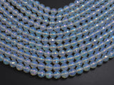 Mystic Coated White Opalite, AB Coated 8mm Faceted Round-BeadBeyond