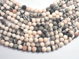 Matte Pink Zebra Jasper, 8mm (7.8mm) Round Beads-BeadBeyond