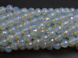 Mystic Coated White Opalite, AB Coated 8mm Faceted Round-BeadBeyond
