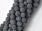 Unwaxed Black Gray Lava, 6mm (6.5mm) Round-Gems: Round & Faceted-BeadBeyond
