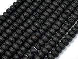 Black Lava Beads, 4x6mm Rondelle Beads-Gems:Assorted Shape-BeadBeyond
