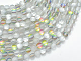 Matte Mystic Aura Quartz-Silver, Rainbow, 6mm-BeadBeyond
