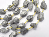Raw Quartz - Coated Silver, Approx. 12x15mm Nugget-BeadBeyond