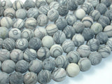 10mm Round Matte Black Line Jasper, Silk Stone, Spider Web Jasper-Gems: Round & Faceted-BeadBeyond