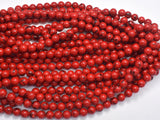 Shell Turquoise Howlite - Red, 6mm (6.5mm)-BeadBeyond