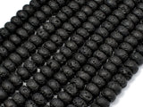 Black Lava Beads, 5x8mm Rondelle Beads-Gems:Assorted Shape-BeadBeyond