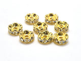 Rhinestone, 6mm,Finding Spacer Round, Gold plated Brass, 30 pieces-Metal Findings & Charms-BeadBeyond
