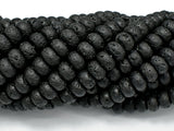 Black Lava Beads, 4x6mm Rondelle Beads-Gems:Assorted Shape-BeadBeyond