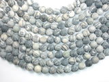 10mm Round Matte Black Line Jasper, Silk Stone, Spider Web Jasper-Gems: Round & Faceted-BeadBeyond