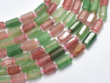Strawberry Quartz, Green Strawberry Quartz, Lepidocrocite, 7x12mm Faceted Tube-BeadBeyond