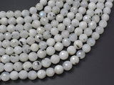 White Rainbow Moonstone, 8mm, Faceted Round-BeadBeyond