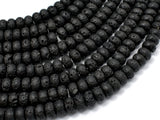 Black Lava Beads, 5x8mm Rondelle Beads-Gems:Assorted Shape-BeadBeyond