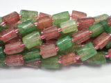 Strawberry Quartz, Green Strawberry Quartz, Lepidocrocite, 7x12mm Faceted Tube-BeadBeyond