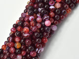 Banded Agate Beads, Red & White, 6mm Round-Agate: Round & Faceted-BeadBeyond