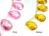 CZ beads, 12mm x 16mm Faceted Pear Briolette-Cubic Zirconia-BeadBeyond
