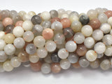 Mixed Moonstone Sunstone-Peach, White, Gray, 8mm (8.3mm) Round-Gems: Round & Faceted-BeadBeyond