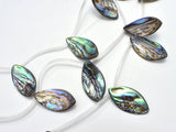 Abalone 13x25mm Curved Marquise Beads, Side Drilled, 14 Inch-BeadBeyond