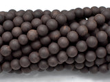 Matte Black Sandalwood Beads, 6mm(6.3mm) Round-Wood-BeadBeyond