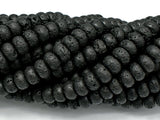 Black Lava Beads, 5x8mm Rondelle Beads-Gems:Assorted Shape-BeadBeyond