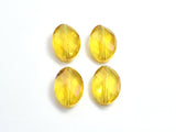 Crystal Glass 13x18mm Twisted Faceted Oval Beads, Yellow, 4pieces-BeadBeyond