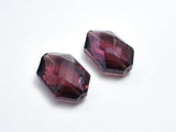 Crystal Glass 17x25mm Faceted Irregular Hexagon Beads, Wine Red, 2pieces-BeadBeyond