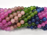 Jade - Multi Color, 8mm, Round, 15 Inch-BeadBeyond