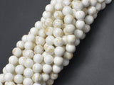 White Howlite, Round, 8mm, 15.5 Inch-BeadBeyond