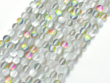 Matte Mystic Aura Quartz-Silver, Rainbow, 6mm-BeadBeyond