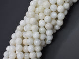 White Rainbow Moonstone Beads, 8mm Round-BeadBeyond