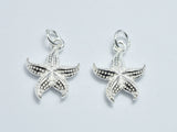 1pcs 925 Sterling Silver Charms, Starfish Charm, 13mm-BeadBeyond