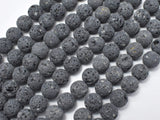 Unwaxed Black Gray Lava, 6mm (6.5mm) Round-Gems: Round & Faceted-BeadBeyond
