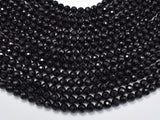 Black Tourmaline Beads, 6mm (6.6mm) Faceted Round-Gems: Round & Faceted-BeadBeyond