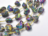 Raw Quartz - AB Coated Peacock, Approx. 12x15mm Nugget-BeadBeyond