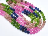 Jade - Multi Color, 8mm, Round, 15 Inch-BeadBeyond