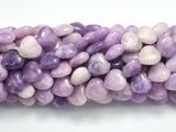 Lepidolite 12mm Heart Beads, 15 Inch-BeadBeyond