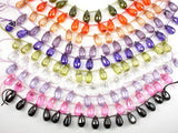 CZ bead, 6.5 x 12 mm Faceted Teardrop-Cubic Zirconia-BeadBeyond
