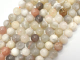 Mixed Moonstone Sunstone-Peach, White, Gray, 8mm (8.3mm) Round-Gems: Round & Faceted-BeadBeyond