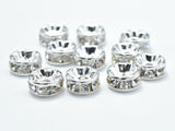 Rhinestone, 6mm, Finding Spacer Round,Clear,Silver plated Brass, 30pcs-Metal Findings & Charms-BeadBeyond