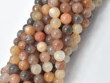 Peach / Gray / White Mixed Moonstone, 8mm Round Beads-Gems: Round & Faceted-BeadBeyond