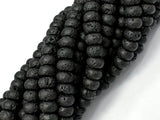 Black Lava Beads, 5x8mm Rondelle Beads-Gems:Assorted Shape-BeadBeyond